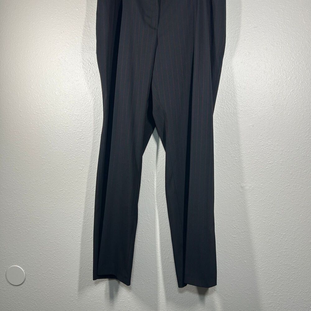 Mona Lisa Pants Womens 46 Black Red Pinstripe Pleated Dress Trousers Straight